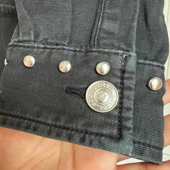 Current/Elliott  Size S The Debbie Studded Denim Shirt Dress Washed Black NEW! - Picture 8 of 8